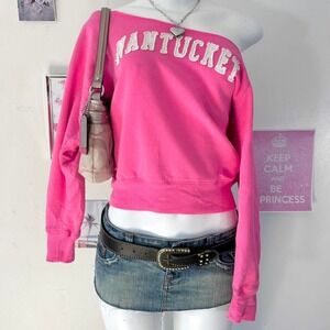 Hot Pink Nantucket Off-Shoulder Sweatshirt